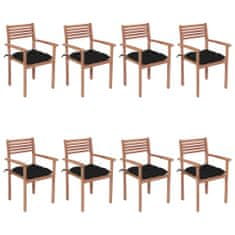 Greatstore Stohovatelné zahradní židle s poduškami 8 ks masivní teak