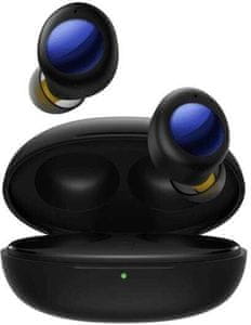krásná přenosná sluchátka realme buds air 2 neo stylový design holografický vhodná i pro sport Bluetooth enc a anc potlačení šumů při handsfree volání výdrž až 20 h nabíjecí box odolná vodě a potu