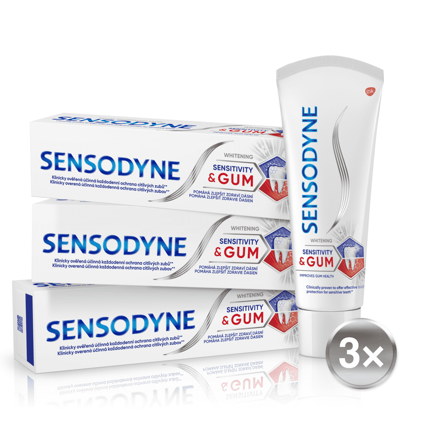 Levně Sensodyne Sensitivity&Gum Whitening zubní pasta 3x 75 ml