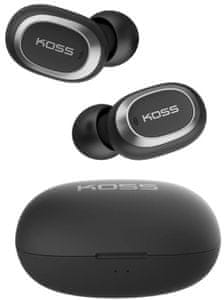 sluchátka do uší koss tws250i Bluetooth výdrž 4,5 h nabíjecí box silikonové špunty handsfree mikrofon usb-c nabíjení vysoké rozlišení zvuku smart connect case uživatelské rozhraní
