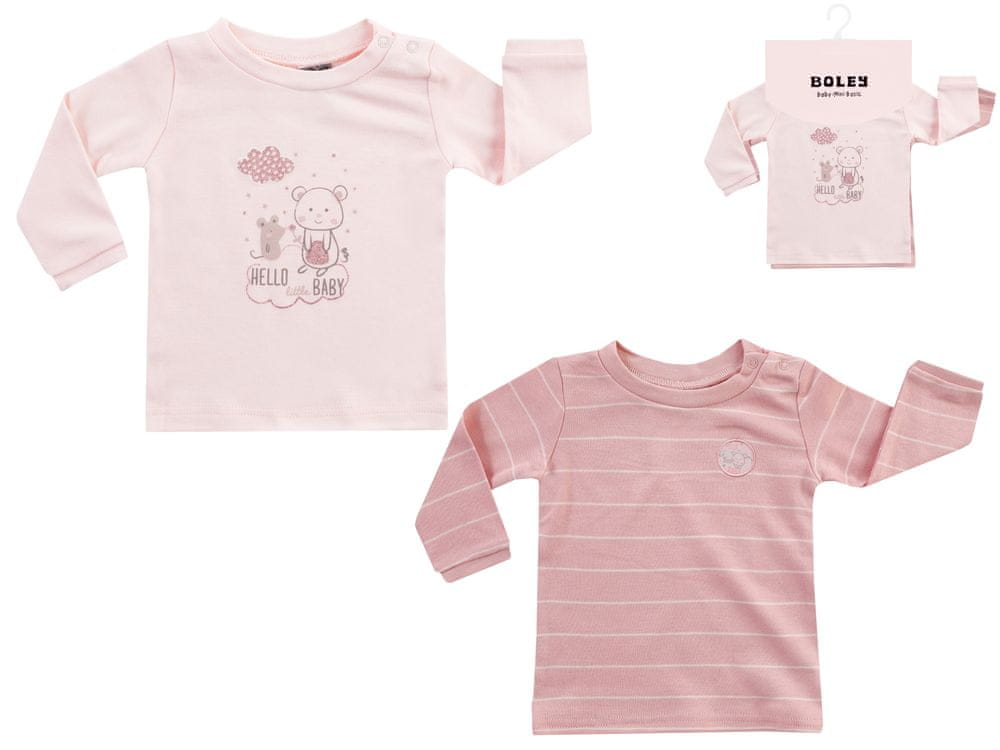 BOLEY dívčí kojenecký set 2ks triček s dlouhým rukávem 6132105 50 růžová