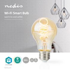 Nedis Wi-Fi chytrá LED žárovka, kroucená, E27, A60, 5,5 W, 350 lm