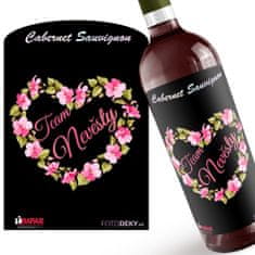 IMPAR SUBLIMACE Víno Team nevěsty – srdce z květin - Červené víno