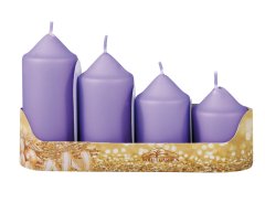 Ceramicus Svíčky adventní stupňovité d 5 x 7, 8, 10, 12 cm 4 ks metalické matné fialové