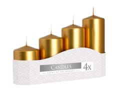 Ceramicus Svíčky adventní stupňovité d 5 x 7, 9, 11, 13 cm 4 ks metalické zlaté