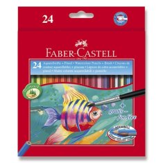 Faber-Castell Pastelky Faber Castell Akvarelové pap.krabička 24ks+štěteček