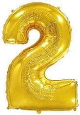 Fóliový balónek číslice 2 - zlatá - gold - 102cm