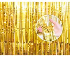 Párty závěs - zlatý - HAPPY NEW YEAR - SILVESTR - 240 cm