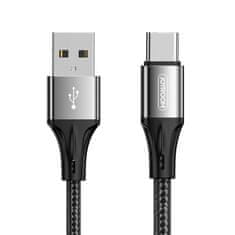 Joyroom S-0230N1 odolný nylonem opletený kabel USB / USB-C 3A 0,2m black