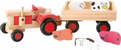 Small foot Dřevěný traktor s vlečkou a zvířátky
