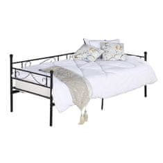 KONDELA Kovová jednolůžková postel s roštem Rozali 90x200 cm - Černá