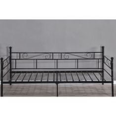 KONDELA Kovová jednolůžková postel s roštem Rozali 90x200 cm - Černá
