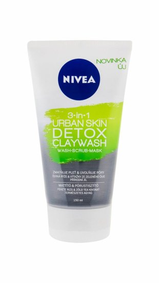 Nivea 150ml urban skin detox claywash 3-in-1, čisticí krém