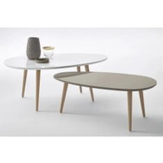 KONDELA Konferenční stolek (2 ks) Doblo - bílá / šedá