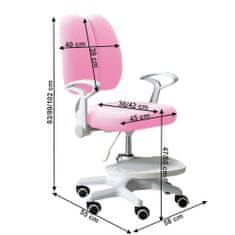 KONDELA Dětská židle s podnožkou a šlemi Anais - růžová/bílá