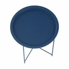 KONDELA Příruční stolek s odnímatelným tácem Render - tmavě modrá