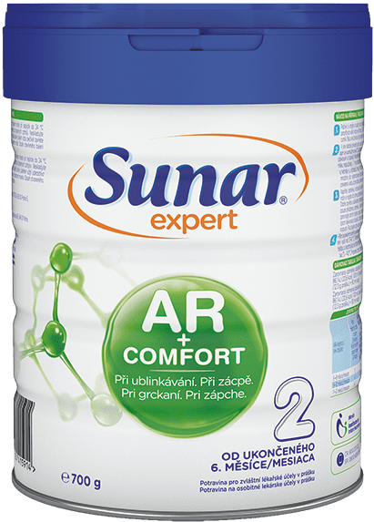 Levně Sunar Expert AR+Comfort 2 pokračovací kojenecké mléko při ublinkávání, zácpě a kolikách 700g