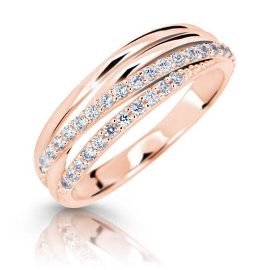 Cutie Jewellery Třpytivý prsten z růžového zlata Z6716-3352-10-X-4