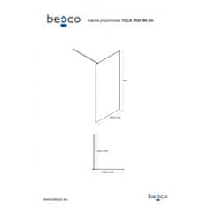 Besco Walk-in sprchový kout TOCA 190 cm Univerzální Levé / Pravé Čiré bezpečnostní sklo - 8 mm Černá 110 cm