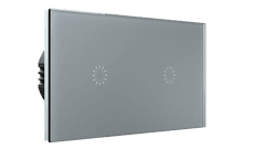 HEVOLTA Glasense skleněný 2-panel 1 + 1 tlačítkový, Platinium Grey