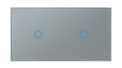 HEVOLTA Glasense skleněný 2-panel 1 + 1 tlačítkový, Platinium Grey