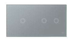 HEVOLTA Glasense skleněný 2-panel 1 + 2 tlačítkový, Platinium Grey