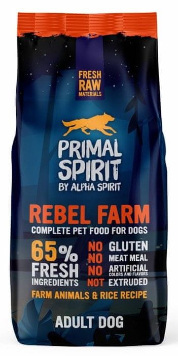Levně Primal Spirit Dog 65% Rebel Farm 12 kg