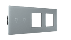 HEVOLTA Glasense skleněný vypínač 2-tlačítkový + volný 2-rámeček, Platinium Grey, WiFi