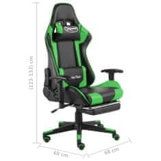 Greatstore Otočná herní židle s podnožkou zelená PVC