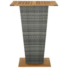 Vidaxl Barový stůl šedý 80 x 80 x 110 cm polyratan a masivní akácie