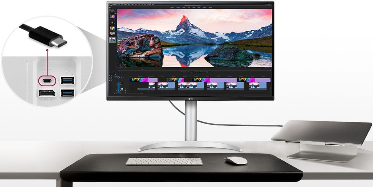 gamer monitor LG 32UP550 (32UP550-W.AEU) usb-c thunderbolt 3 gyorstöltő laptop tápellátás 96 W hdmi displayport usb 3.0