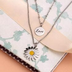 La Petite Story Dvojitý květinový náhrdelník s přívěsky Love LPS10ASD05