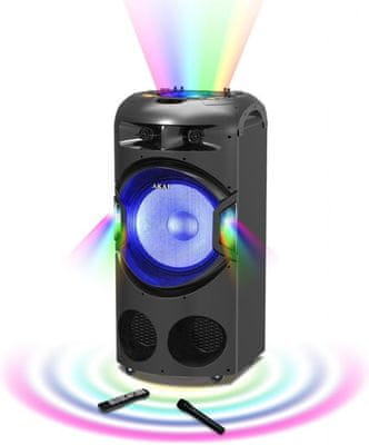 párty reproduktor akai DJ-BY4L super zvuk Bluetooth usb aux in led světla mikrofon v balení karaoke funkce  fm tuner 120 w výkon mixážní pult