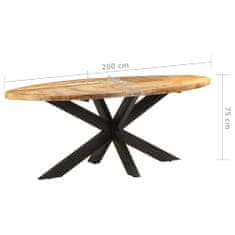 Greatstore Jídelní stůl oválný 200 x 100 x 75 cm hrubé mangovníkové dřevo
