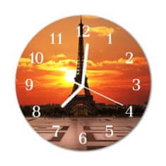 tulup.cz Nástenné skleněné hodiny Eiffelova věž fi 30 cm