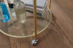 Bruxxi Servírovací stolek Gabi, 75 cm, zlatá / čirá