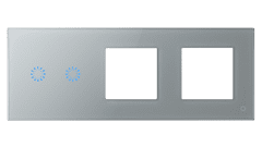 HEVOLTA Glasense skleněný vypínač 2-tlačítkový + volný 2-rámeček, Platinium Grey, WiFi