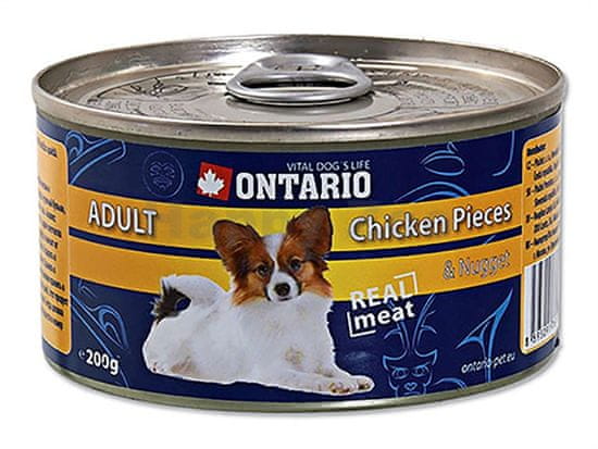 Ontario konzerva Dog Chicken Pieces+Chicken Nugget 9x200g