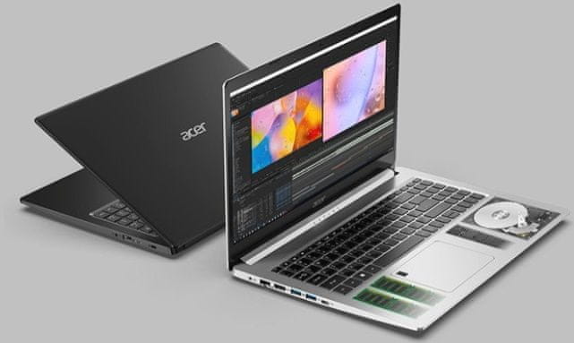 Ultrabook Acer Aspire 5 15,6 palců Full HD AMD Ryzen 5 Radeon RX 640 2 GB WiFi ax 512 GB SSD 16 GB RAM DDR4 výkon na rozdávání hliníkový kryt odolnost tenké provedení