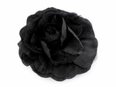 Kraftika 1ks černá brož / ozdoba růže 10cm, textilní brože, bižuterie