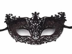 Kraftika 1ks černá karnevalová maska - škraboška s glitry