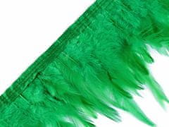 Kraftika 1m 6 classic green prýmek - kohoutí peří šíře 12 cm