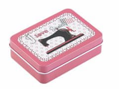 Kraftika 1ks růžová plechová krabička na šití, košíky kazety