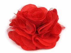 Kraftika 1ks červená brož / ozdoba růže 9cm, textilní brože