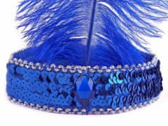 Kraftika 1ks 8 modrá azurová karnevalová čelenka flitrová s peřím