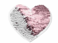 Kraftika 1ks stříbrná růžová velká aplikace srdce