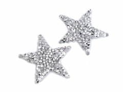 Kraftika 2ks crystal nažehlovací hvězda s kamínky malá