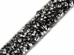 Kraftika 9m black diamond prýmek s kamínky šíře 15mm nažehlovací