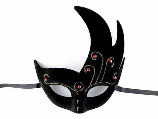 Kraftika 1ks černá zlatá karnevalová maska - škraboška semišová s