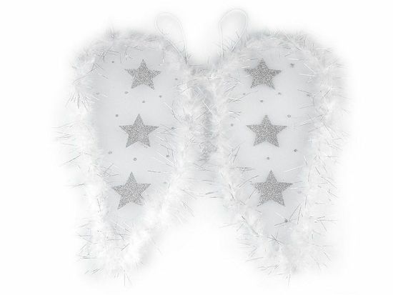 Kraftika 1ks ílá andělská křídla s peřím a glitrovými hvězdami